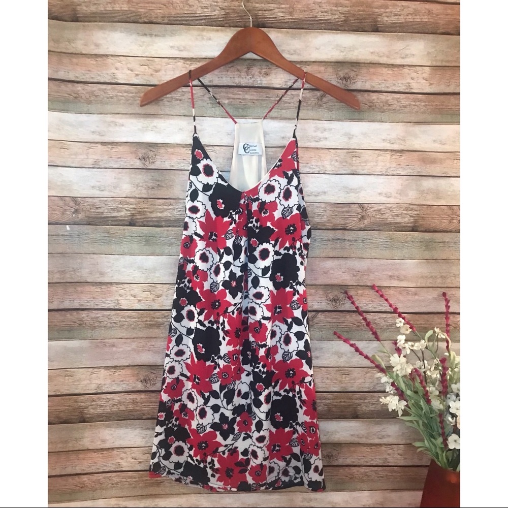 C. Caliendo Floral Spaghetti Strap Floral Dress S
